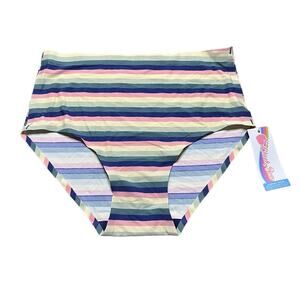Cheek Boss Brief Panty Muted Pastel Stripes Size Medium